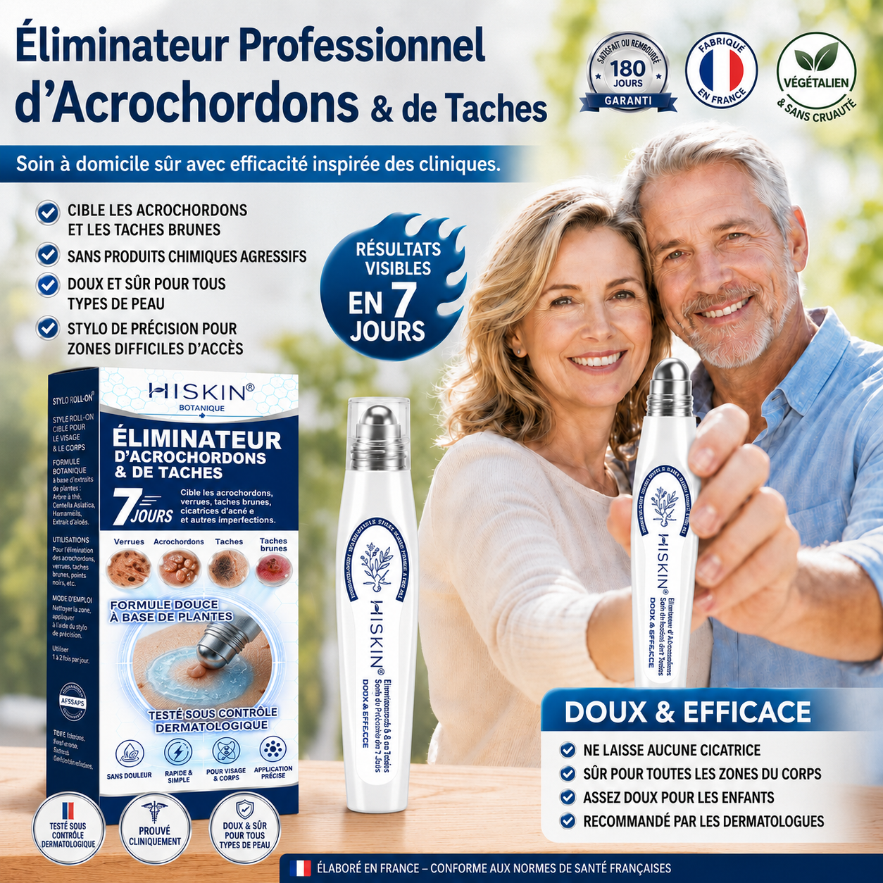 Boutique officielle de la marque 🔊 HISKIN® 7 Jours Effaceur de taches et d’excroissances cutanées(Zéro douleur, zéro cicatrice – Roller)