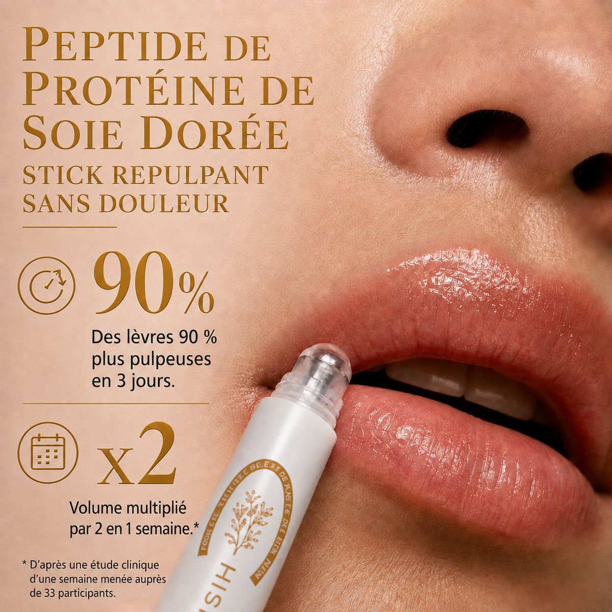 HISKIN® Golden Silk Protein Peptide Beauty Pen — Soin beauté ciblé pour les rides, le contour des yeux et les lèvres | Résultats visibles dès 3 jours ✨
