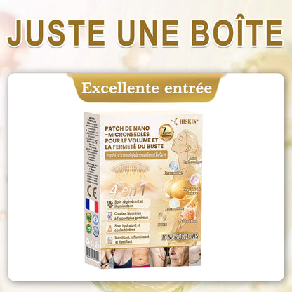 HISKIN® Patch à nano-microaiguilles pour le volume, le galbe et la fermeté de la poitrine – Formule Volufiline™ + Exosomes + Peptides de cuivre, enrichie par la technologie de renouvellement cellulaire